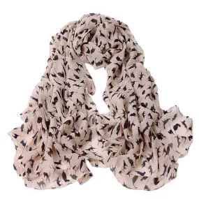 Khaki Cat Print Chiffon Scarf