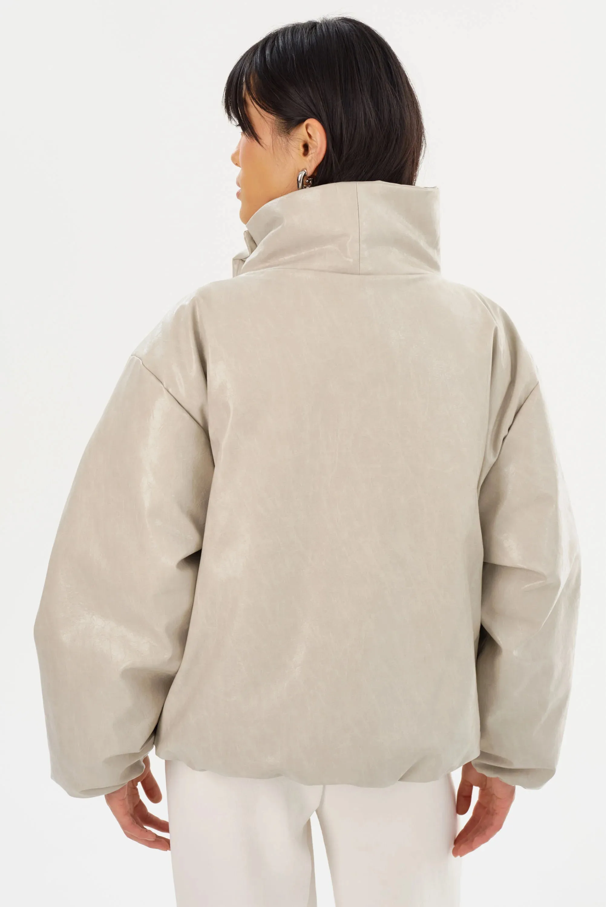 LAMARQUE - Ronnie - Faux Leather Puffer Jacket in Clay