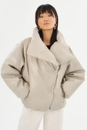 LAMARQUE - Ronnie - Faux Leather Puffer Jacket in Clay