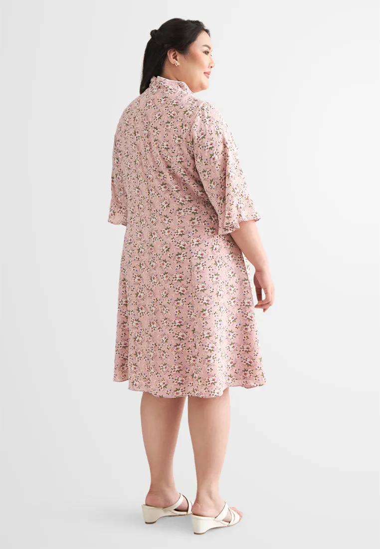 Leelee CNY Oriental Half Sleeve Floral Dress