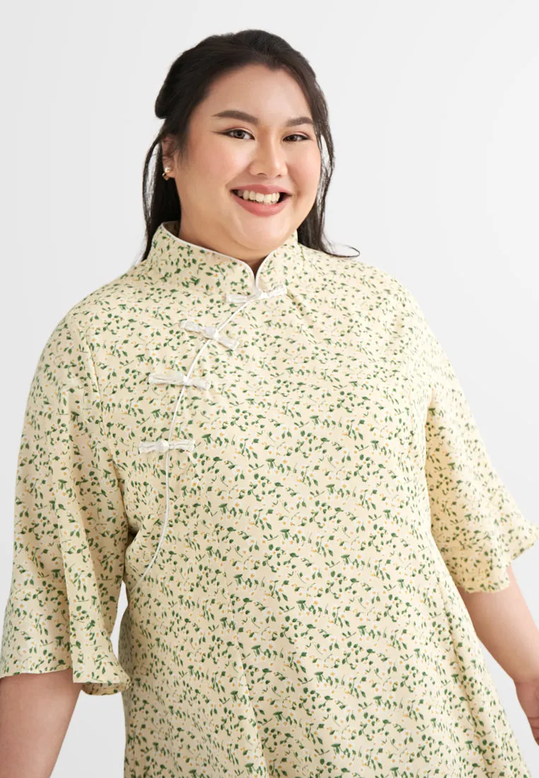 Leelee CNY Oriental Half Sleeve Floral Dress