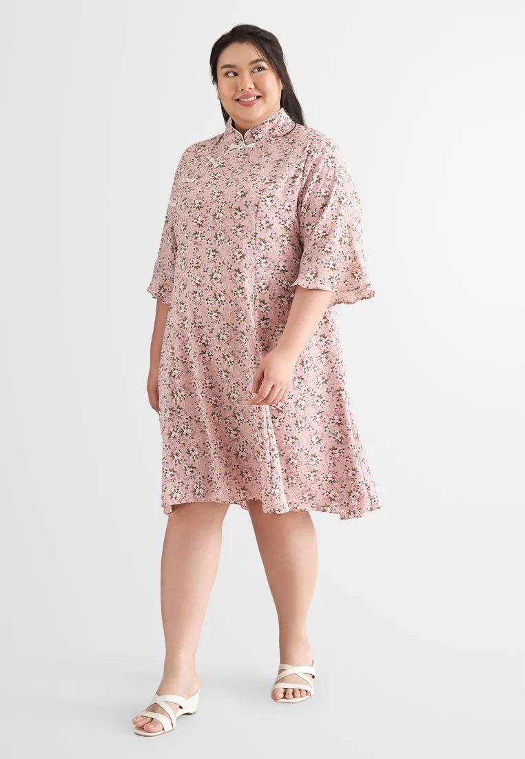 Leelee CNY Oriental Half Sleeve Floral Dress