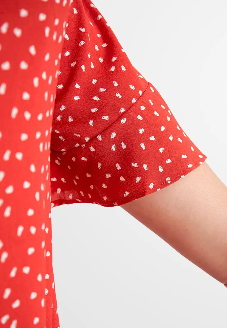 Leelee CNY Oriental Half Sleeve Floral Dress
