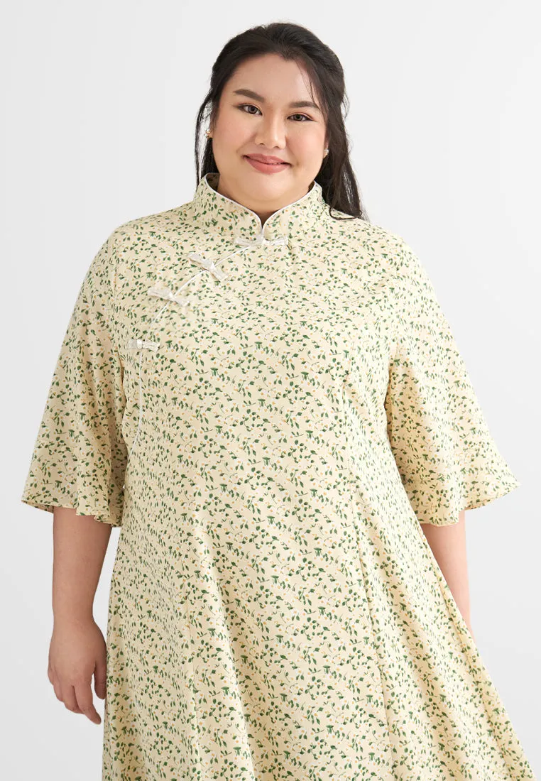 Leelee CNY Oriental Half Sleeve Floral Dress