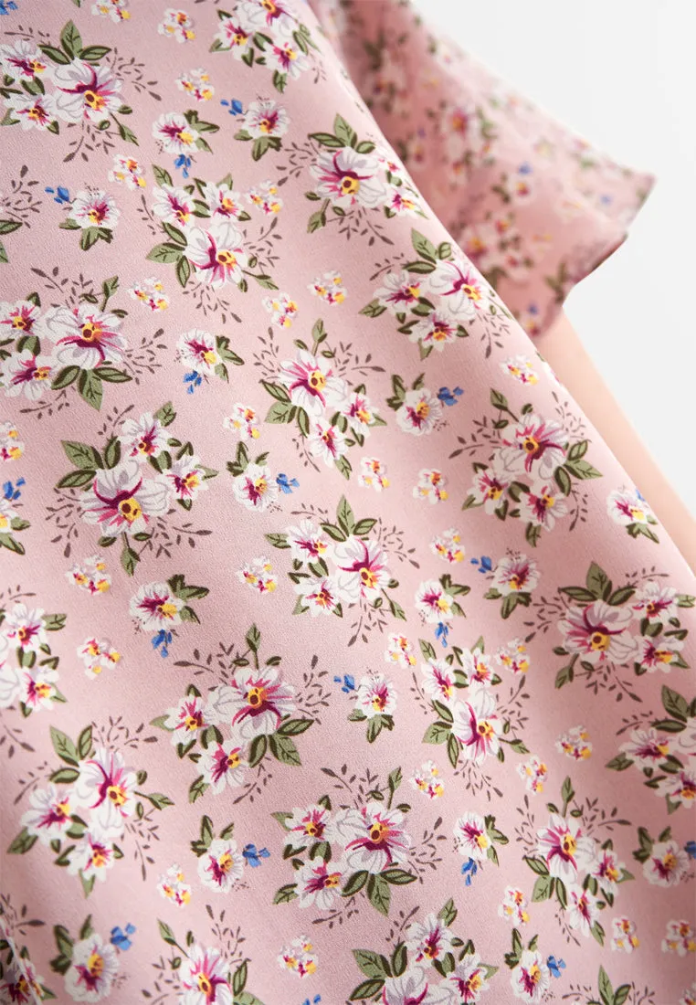 Leelee CNY Oriental Half Sleeve Floral Dress