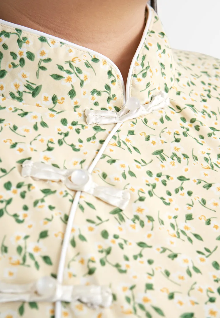 Leelee CNY Oriental Half Sleeve Floral Dress