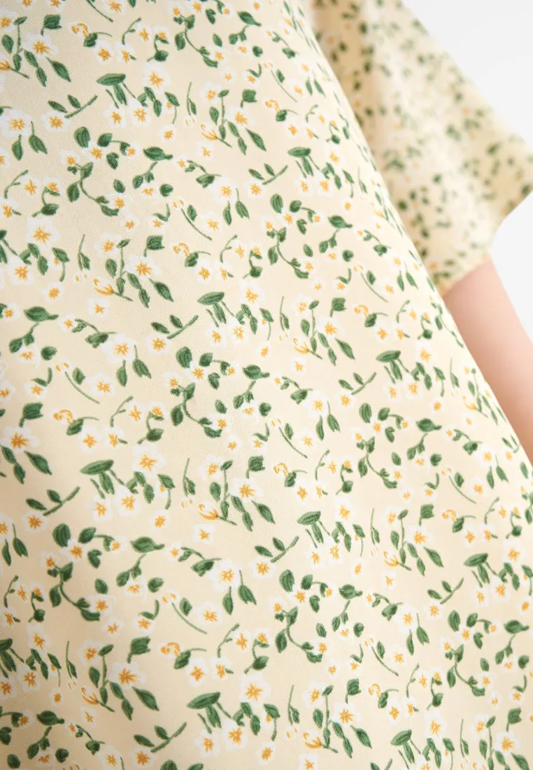 Leelee CNY Oriental Half Sleeve Floral Dress