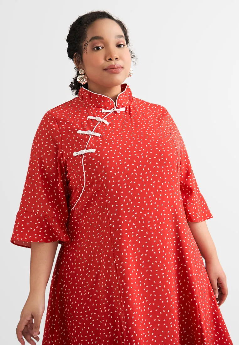 Leelee CNY Oriental Half Sleeve Floral Dress