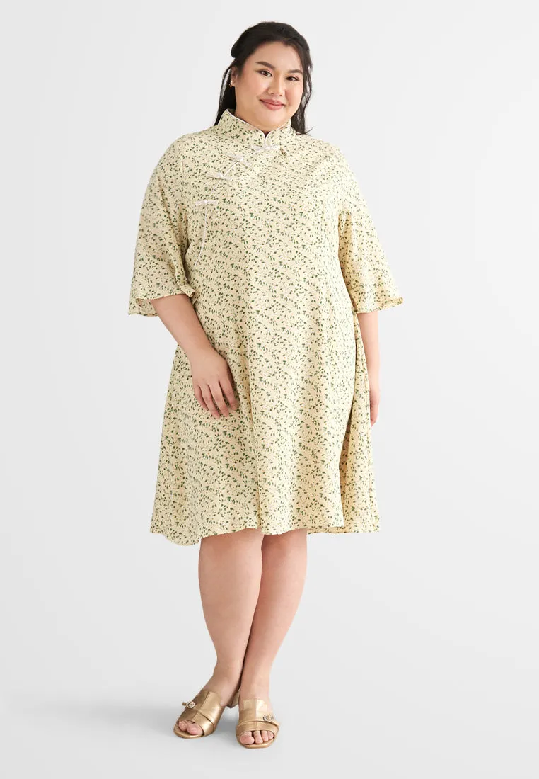 Leelee CNY Oriental Half Sleeve Floral Dress