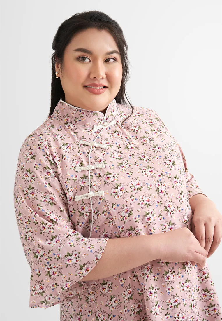 Leelee CNY Oriental Half Sleeve Floral Dress