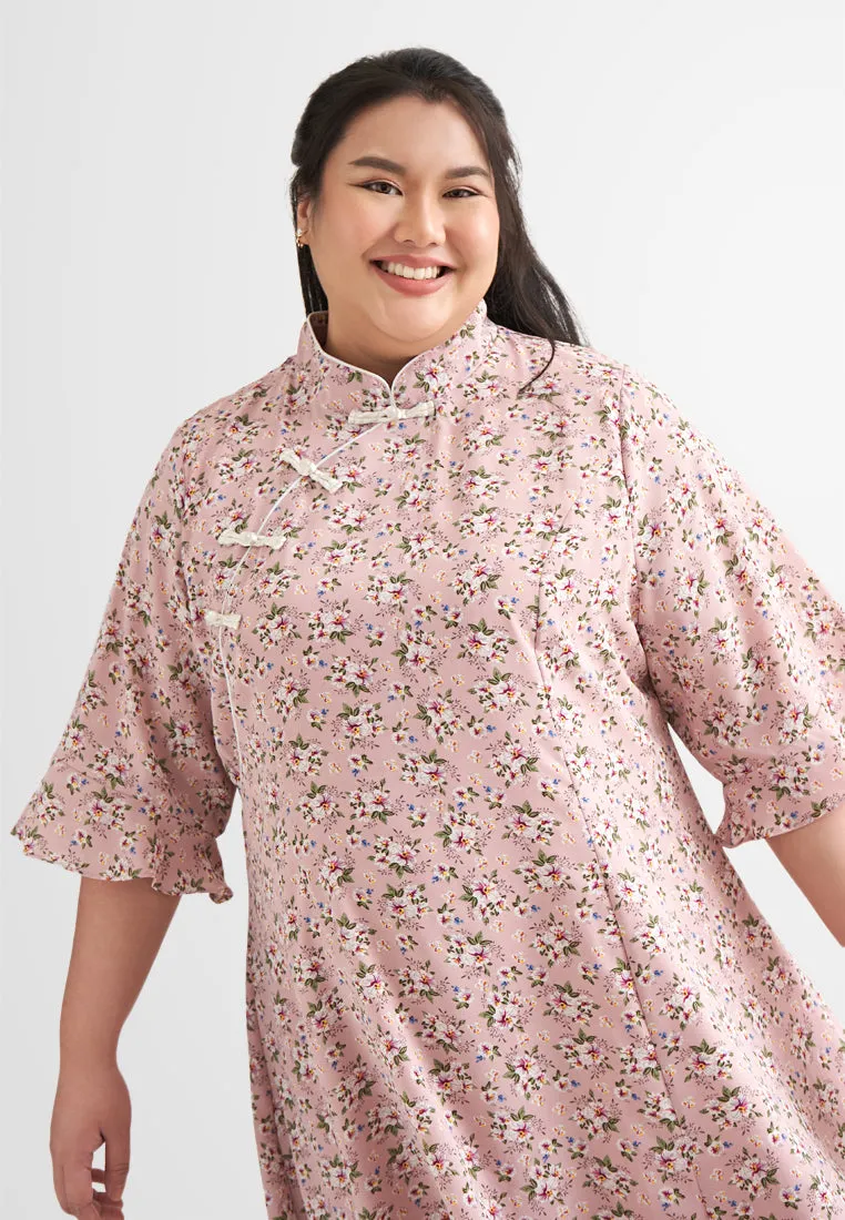 Leelee CNY Oriental Half Sleeve Floral Dress