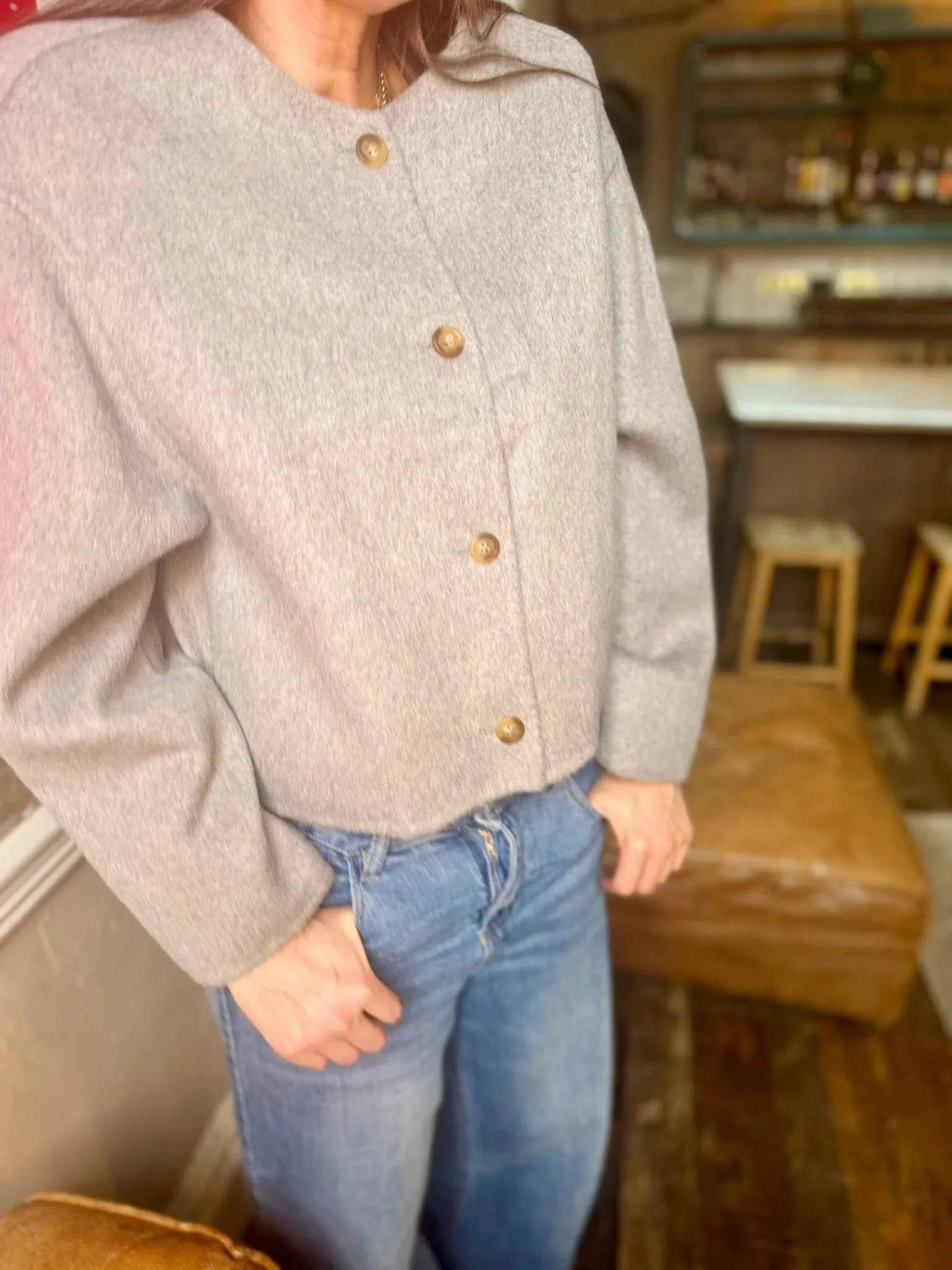 Liv Cropped Wool Jacket - Grey