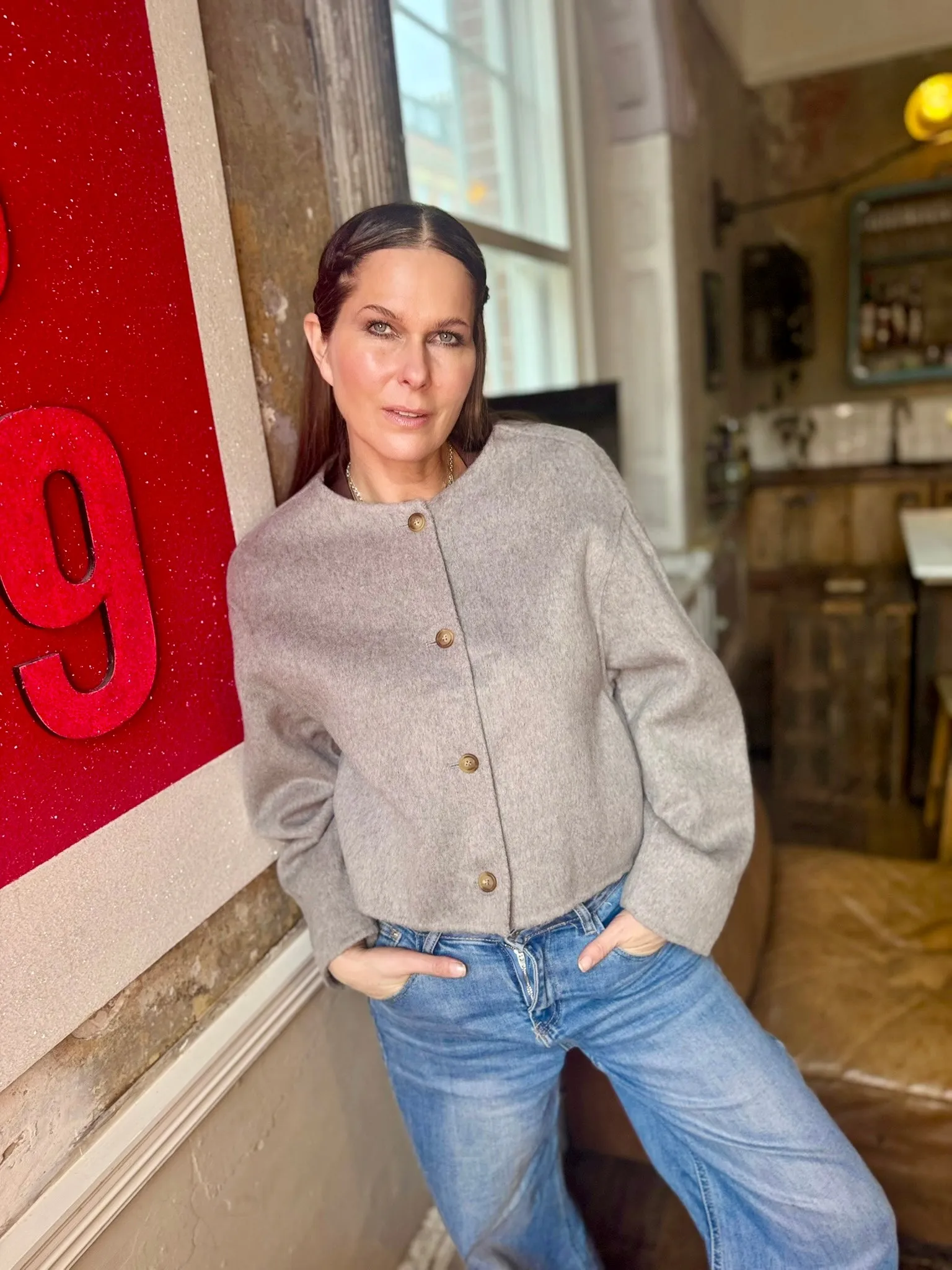 Liv Cropped Wool Jacket - Grey
