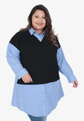 Locklyn Preppy One Piece Tunic Top - Blue