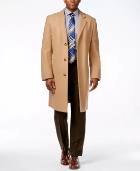 London Fog Signature Mens Wool-Blend Overcoat Coat 36S Camel Brown