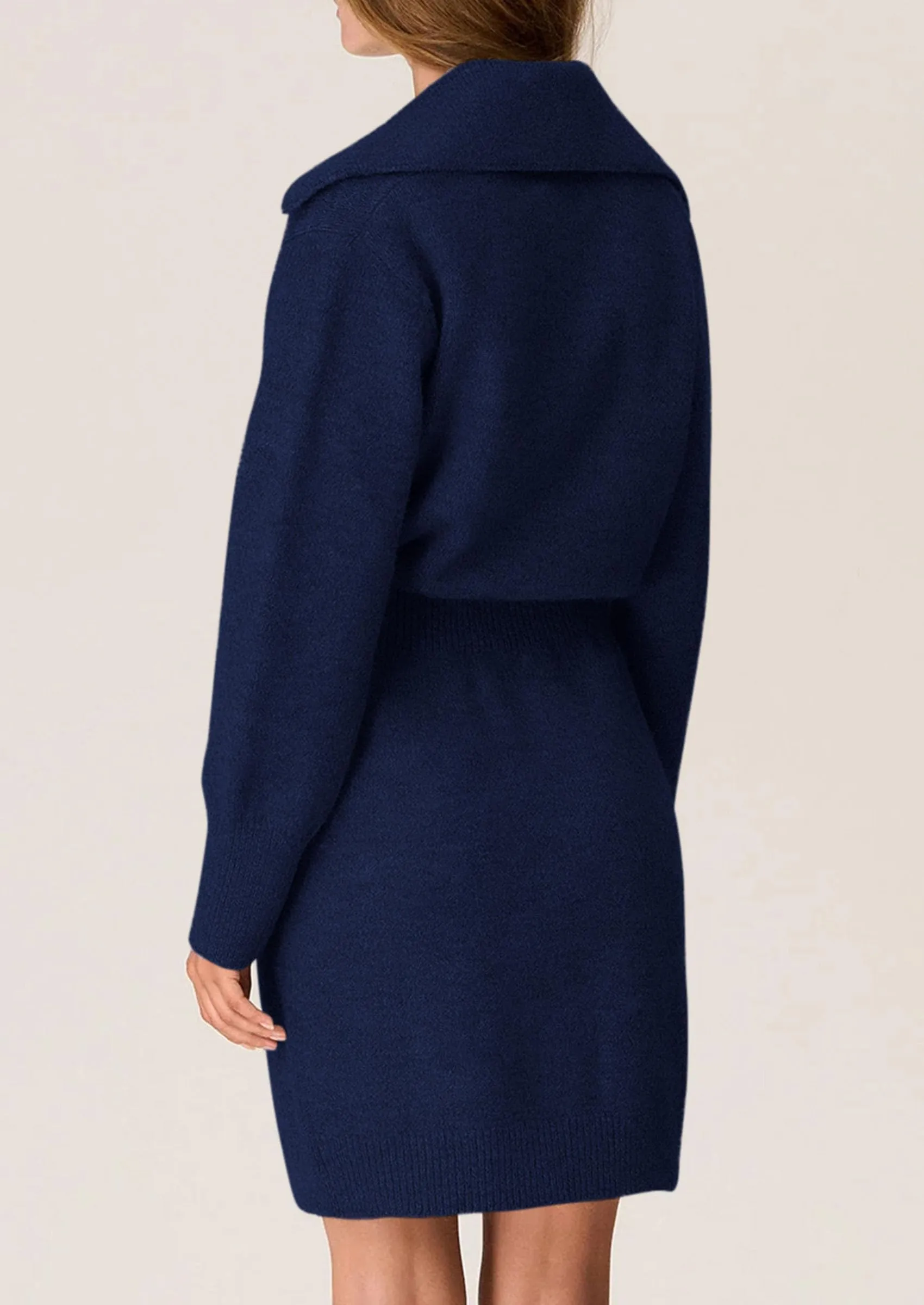 Long Sleeve V Neck Button Down Knit Pullover Sweater Dresses