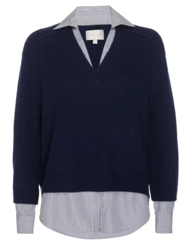 Looker Layered V-Neck Sweater Stripe