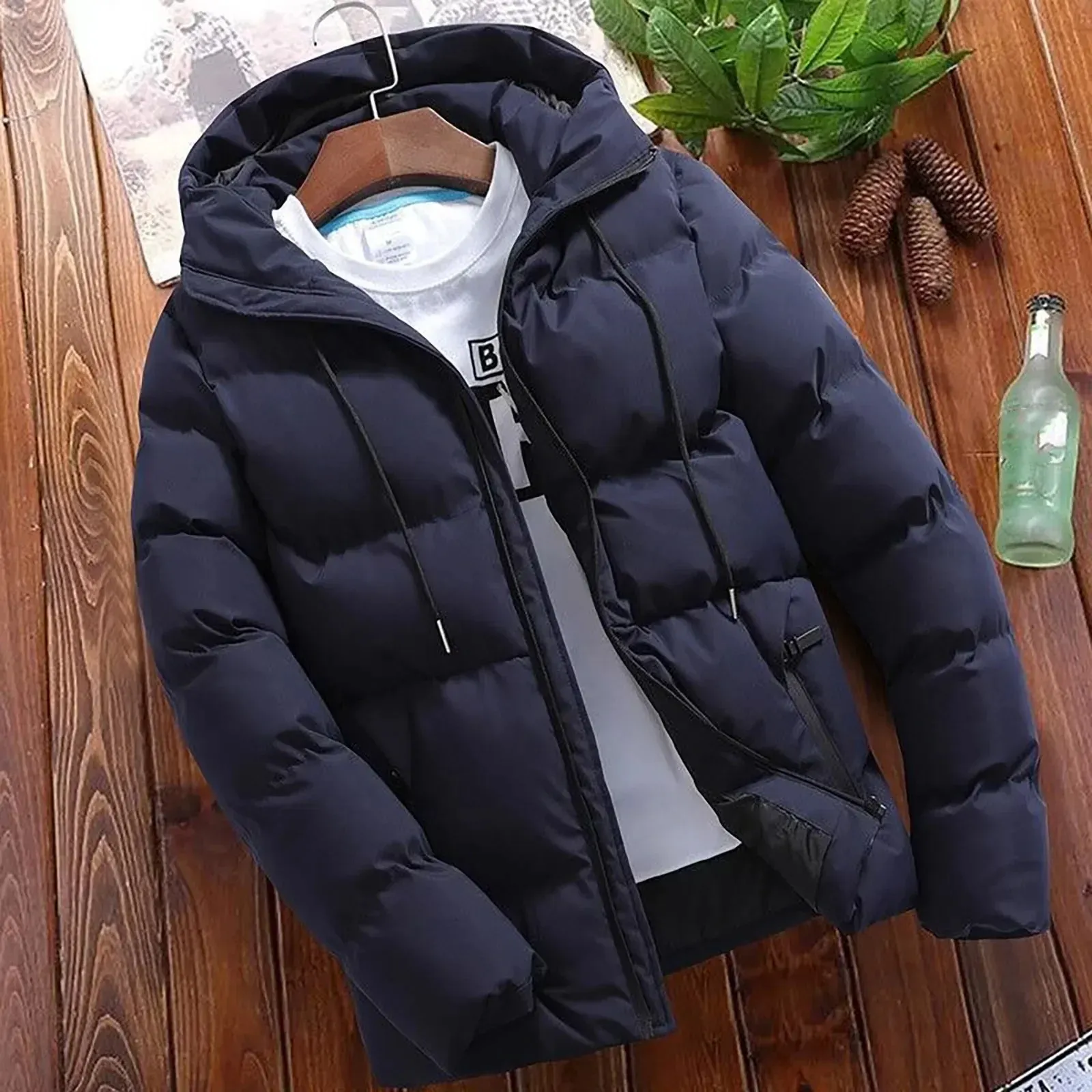 Lorvine - Puffer Jacket Heren met Capuchon, Dikke Isolatie, Winddicht & Winter Warm