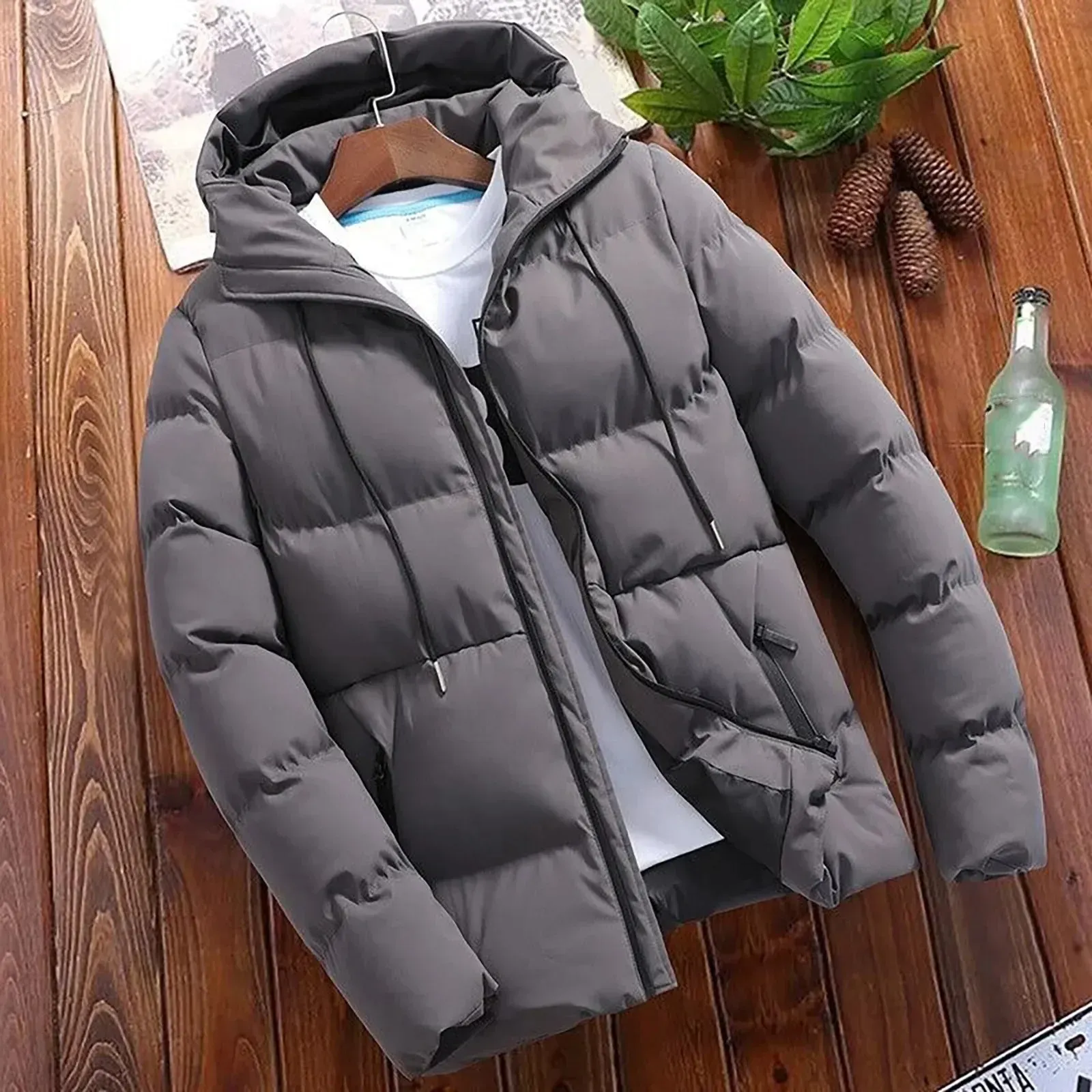 Lorvine - Puffer Jacket Heren met Capuchon, Dikke Isolatie, Winddicht & Winter Warm