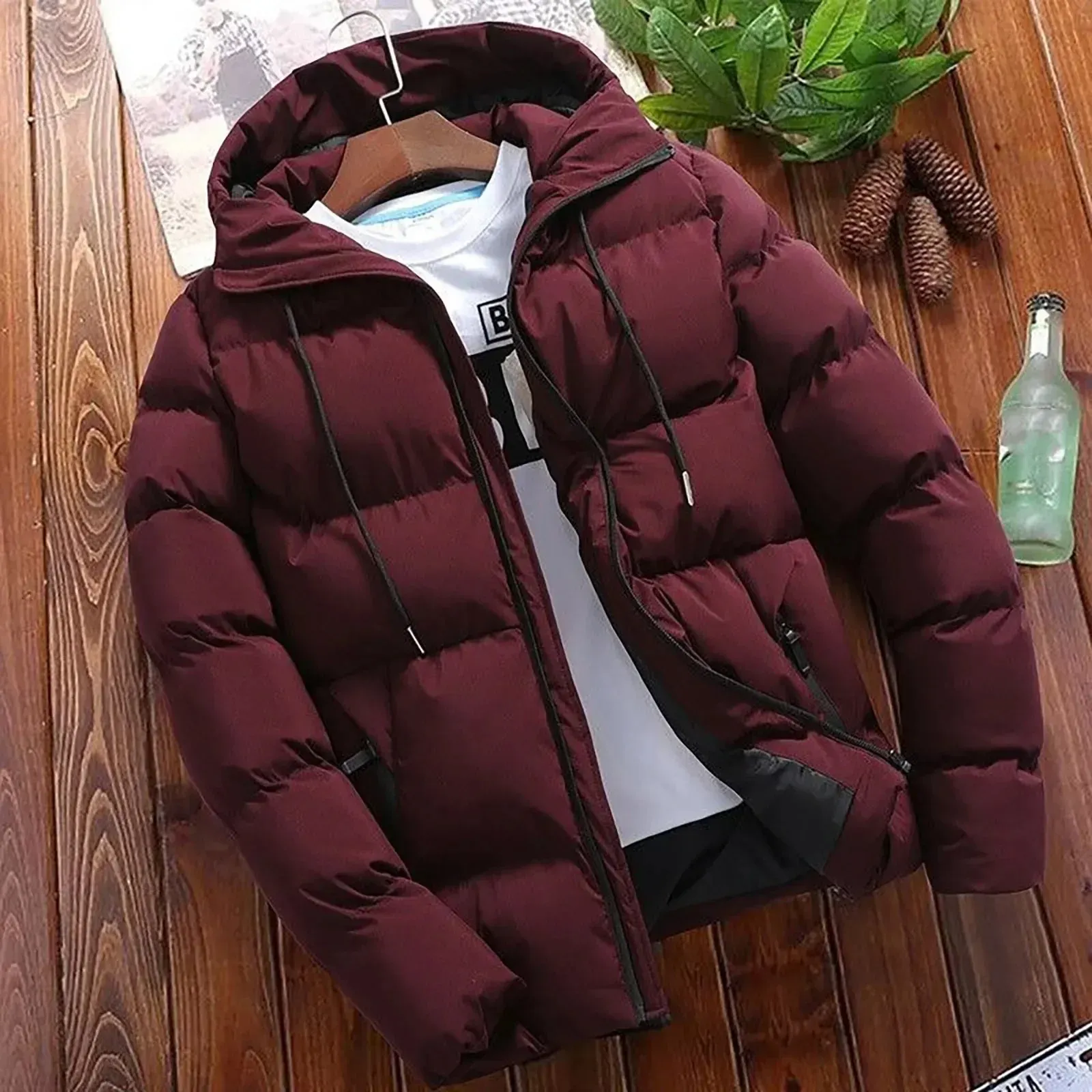 Lorvine - Puffer Jacket Heren met Capuchon, Dikke Isolatie, Winddicht & Winter Warm