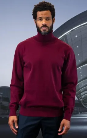 Mens Sweater Burgundy - Wool And Cashmere Fabric