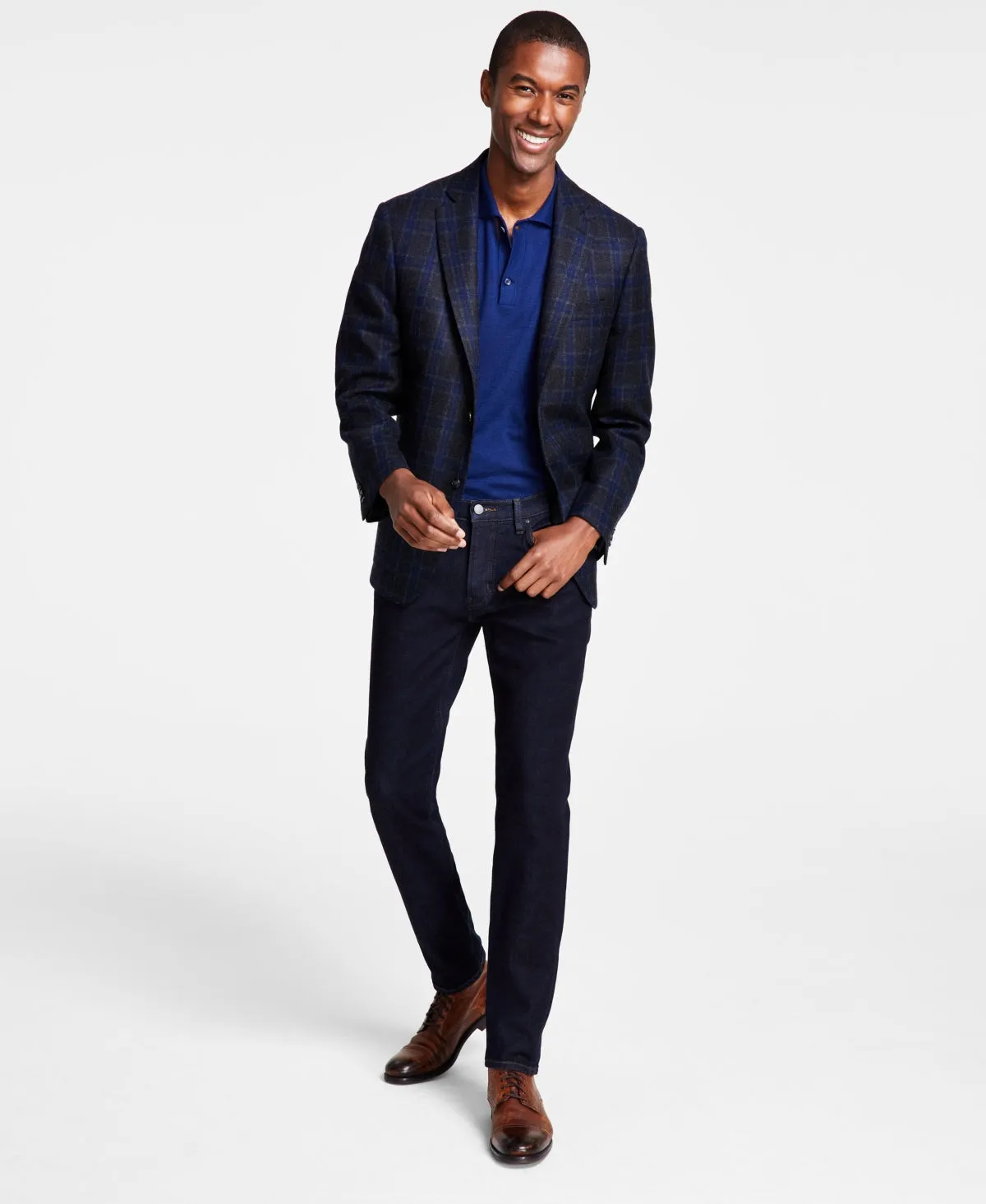 Michael Kors Mens Classic Fit Notch Lapel Sport Coat Blazer Charcoal Grey Navy Blue 44L