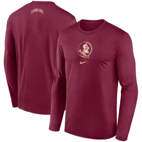 Nike Men's Seminole Logo Dri-fit Long Sleeve Basketball Shoot Shirt - Garnet
