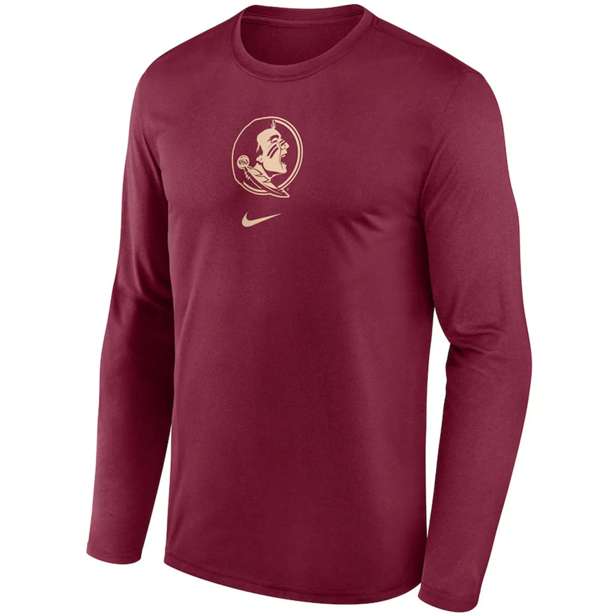 Nike Men's Seminole Logo Dri-fit Long Sleeve Basketball Shoot Shirt - Garnet