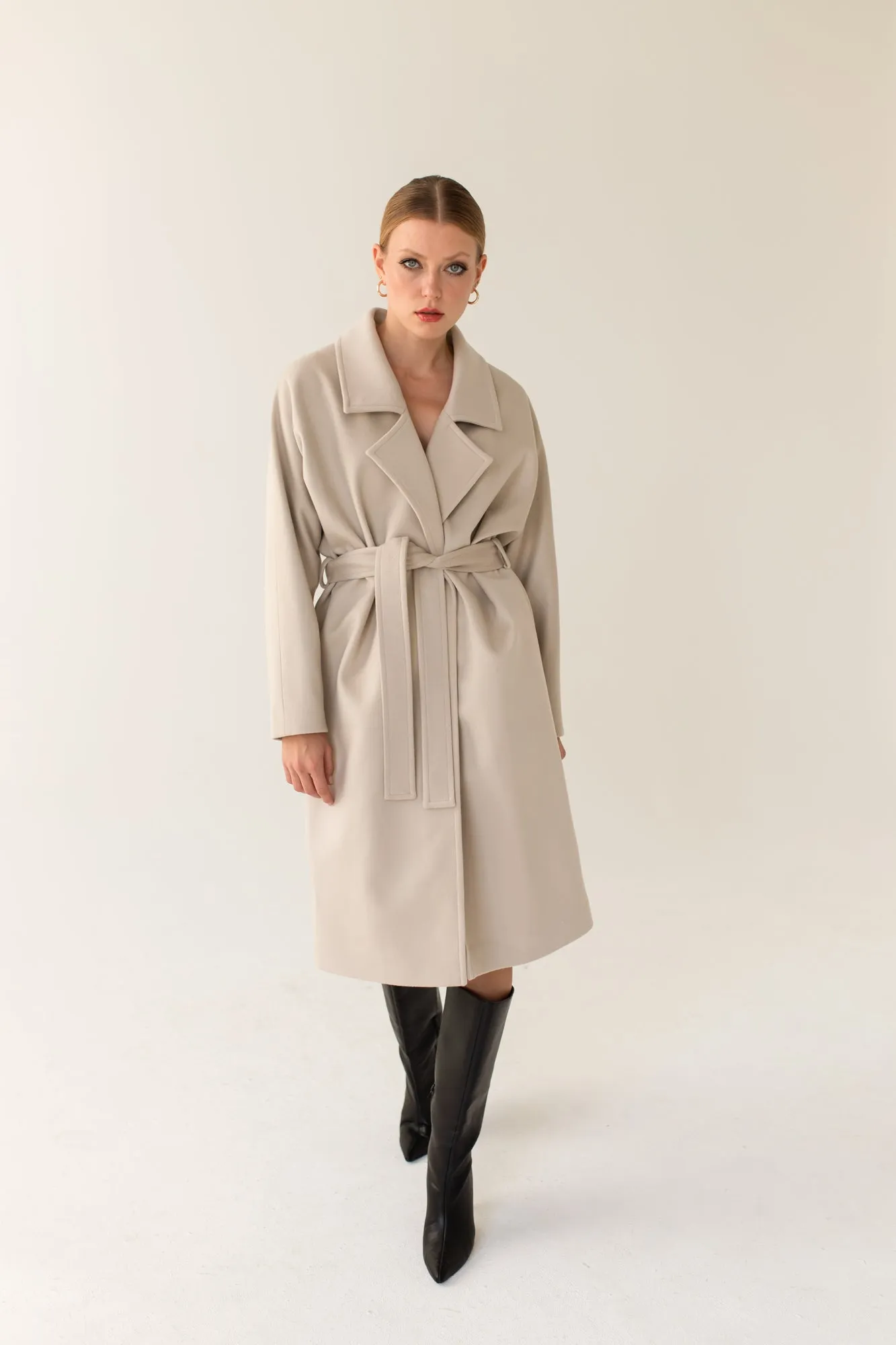 Oversize Light Beige Cashmere Wool Coat