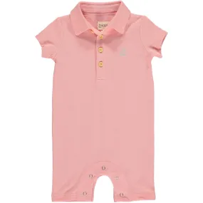 Pink Pique Polo Romper