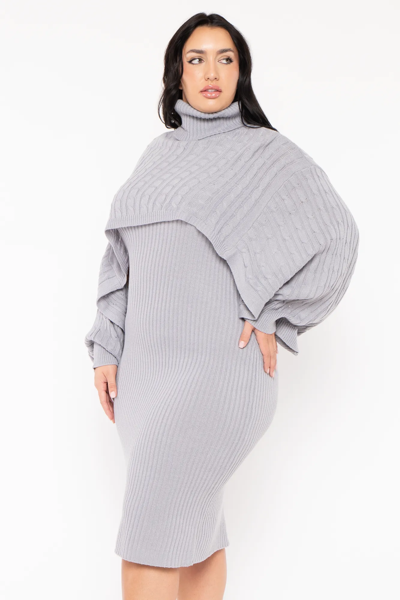 Plus Size Chianne Sweater Matching Set - Grey