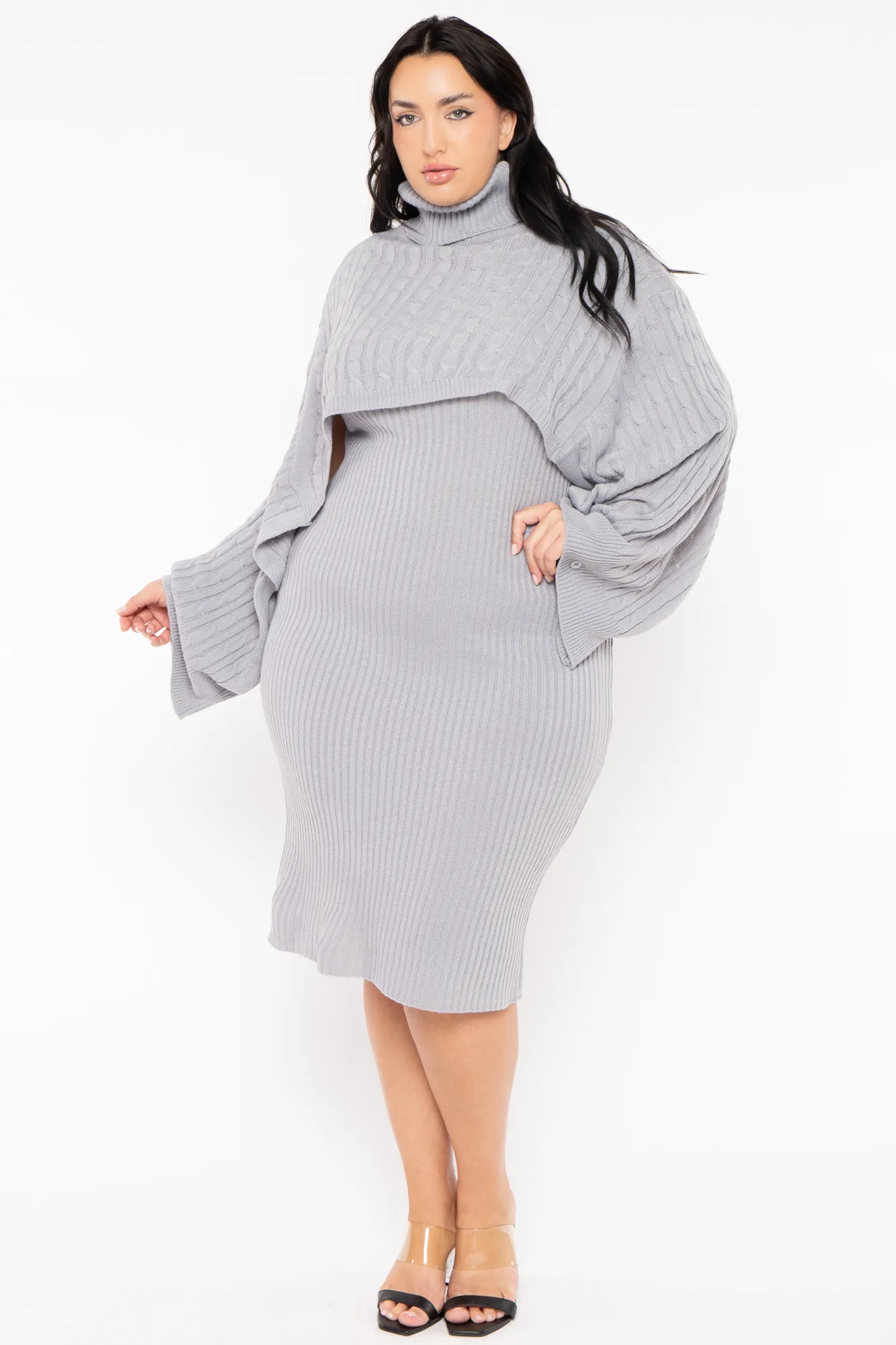 Plus Size Chianne Sweater Matching Set - Grey