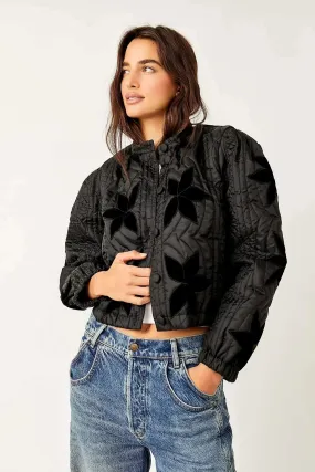 Print O-Neck Single-Breasted Jacket