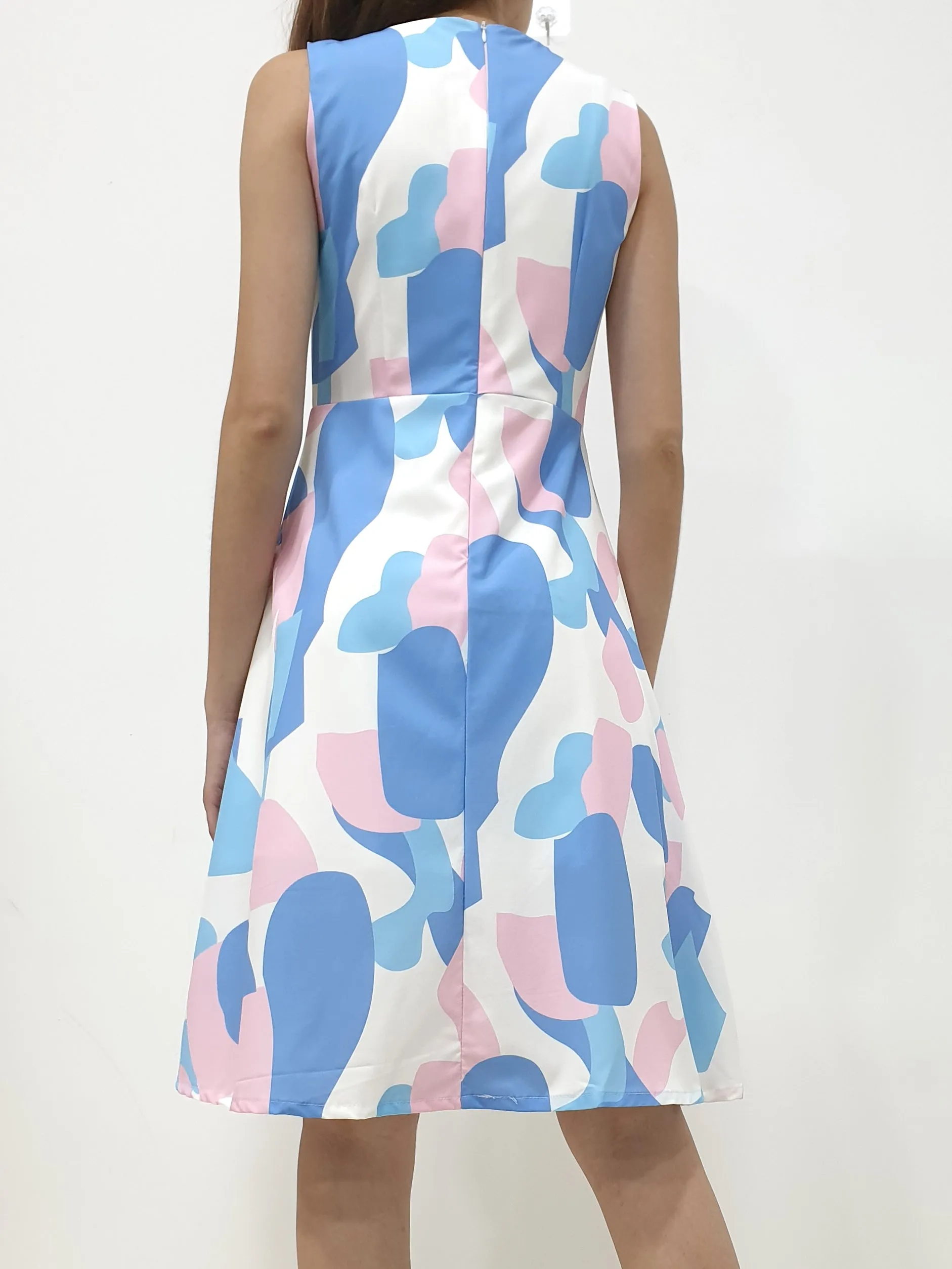 Print Slit Neckline A Line Dress (Non-returnable)