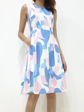 Print Slit Neckline A Line Dress (Non-returnable)