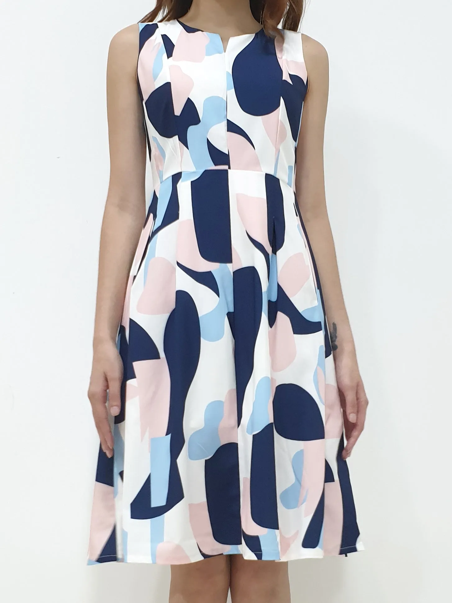 Print Slit Neckline A Line Dress (Non-returnable)