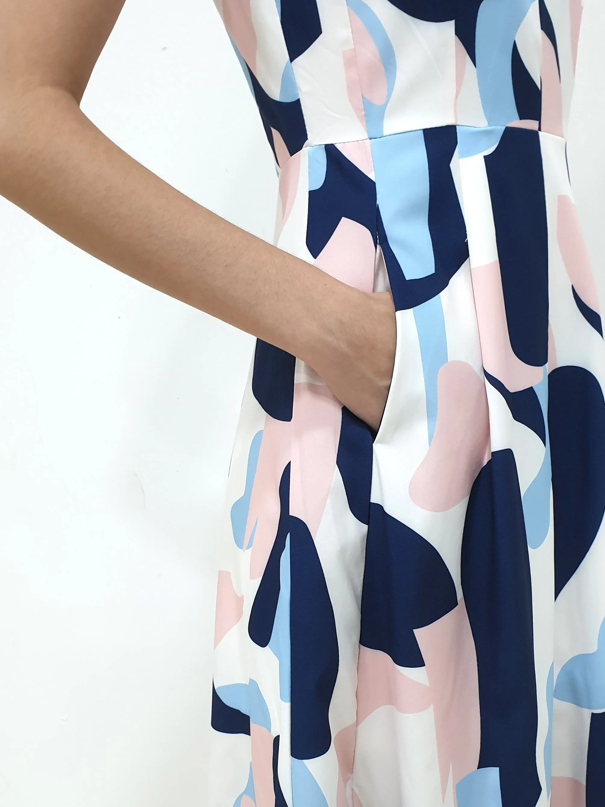 Print Slit Neckline A Line Dress (Non-returnable)