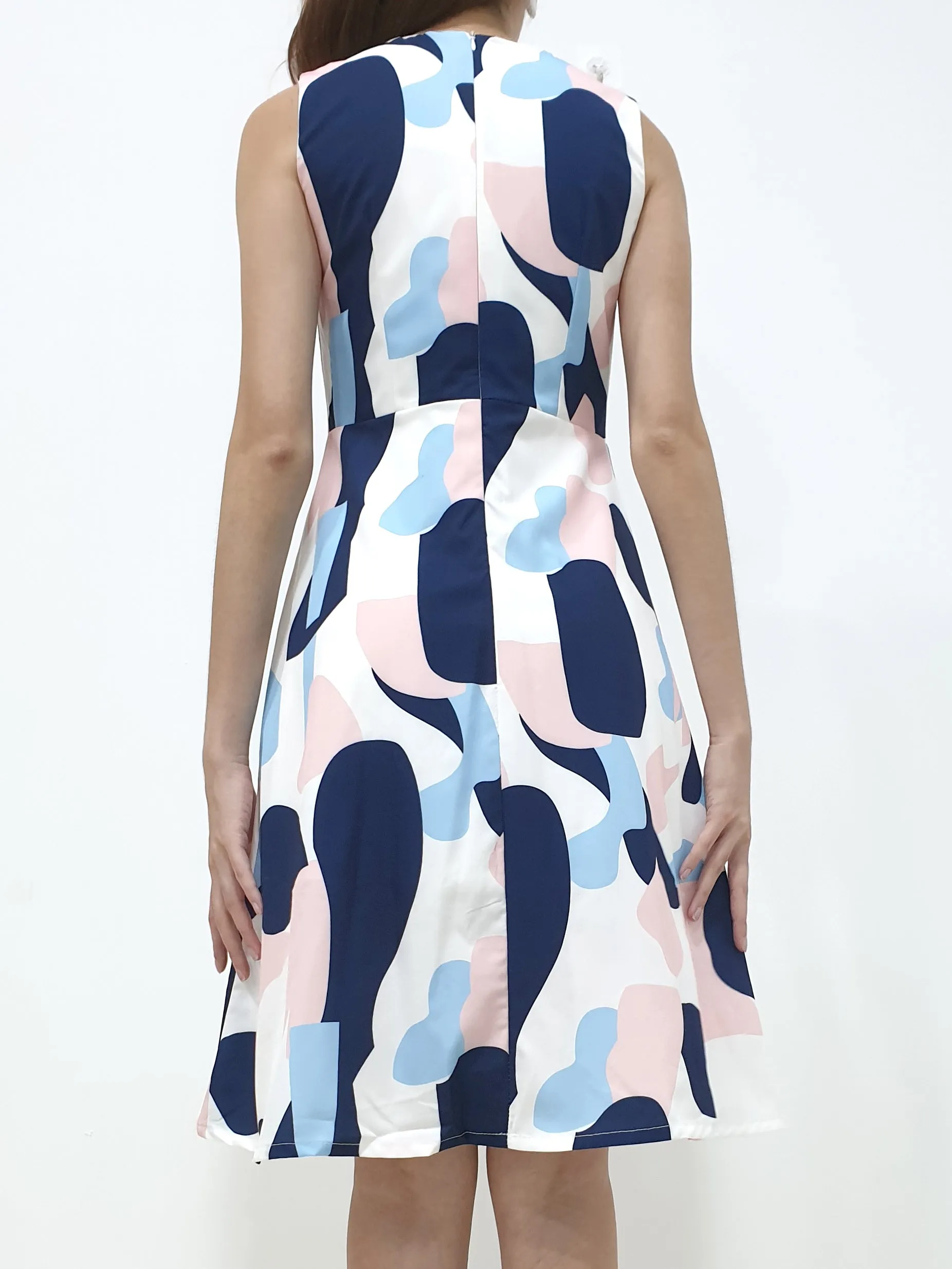 Print Slit Neckline A Line Dress (Non-returnable)