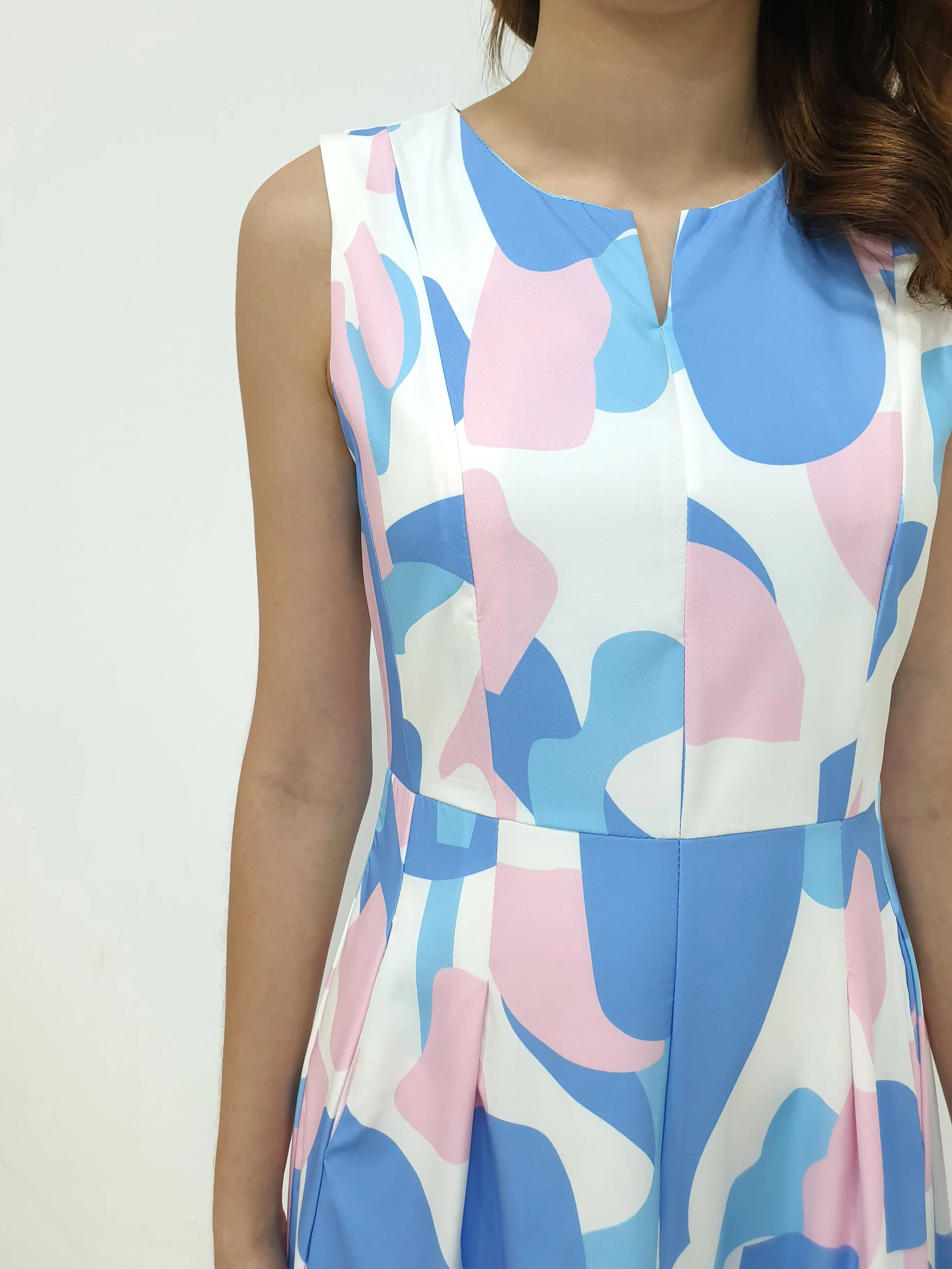 Print Slit Neckline A Line Dress (Non-returnable)