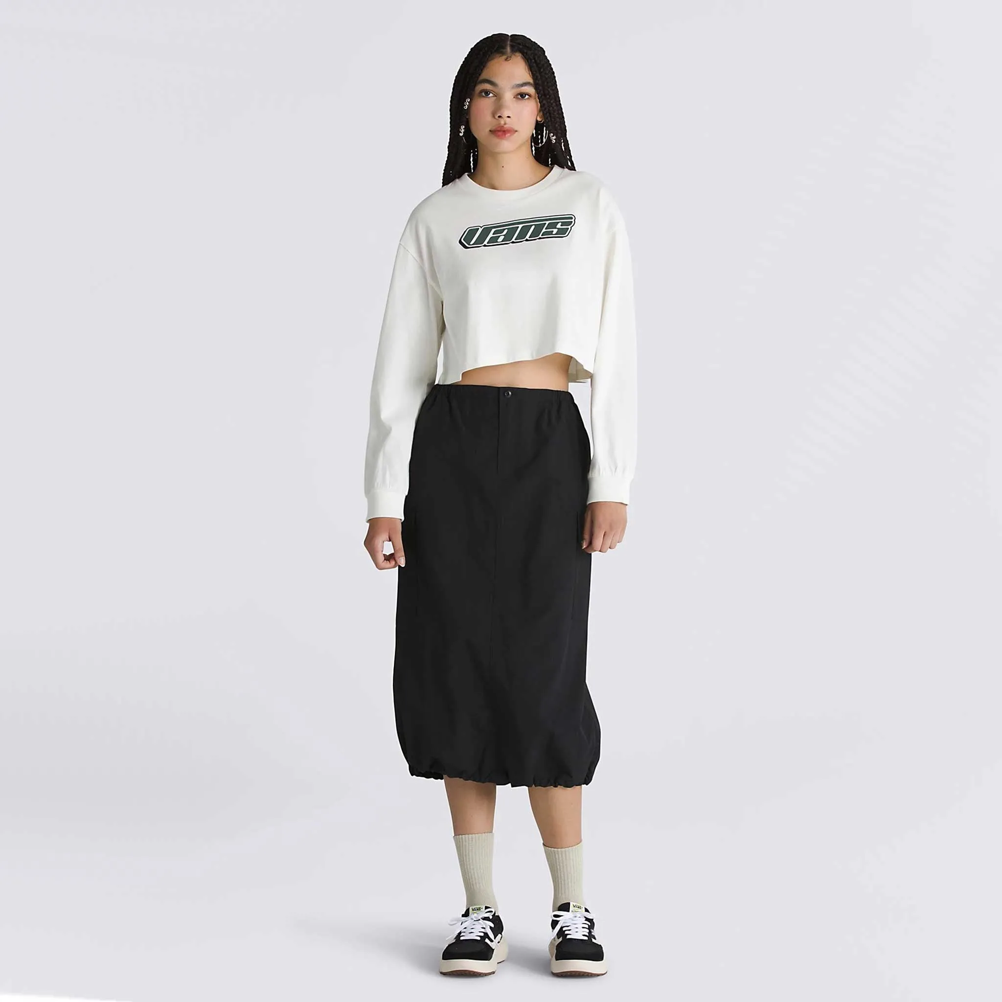 Retro V Relaxed Long Sleeve Crop T-Shirt
