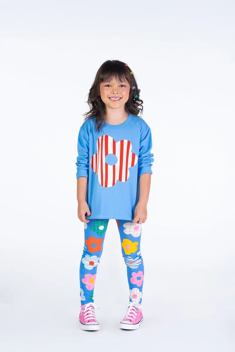Rock Your Baby - Happy Flower LS T-Shirt - Blue