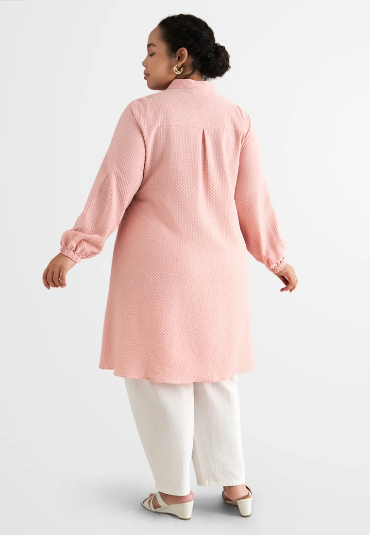 Selena Wrinkle Resistant Square Textured Tunic Blouse