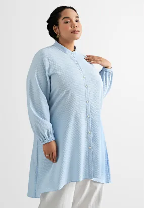 Selena Wrinkle Resistant Square Textured Tunic Blouse