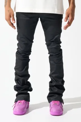 SERENEDE Caviar Wax Stacked Jeans (BLACK)