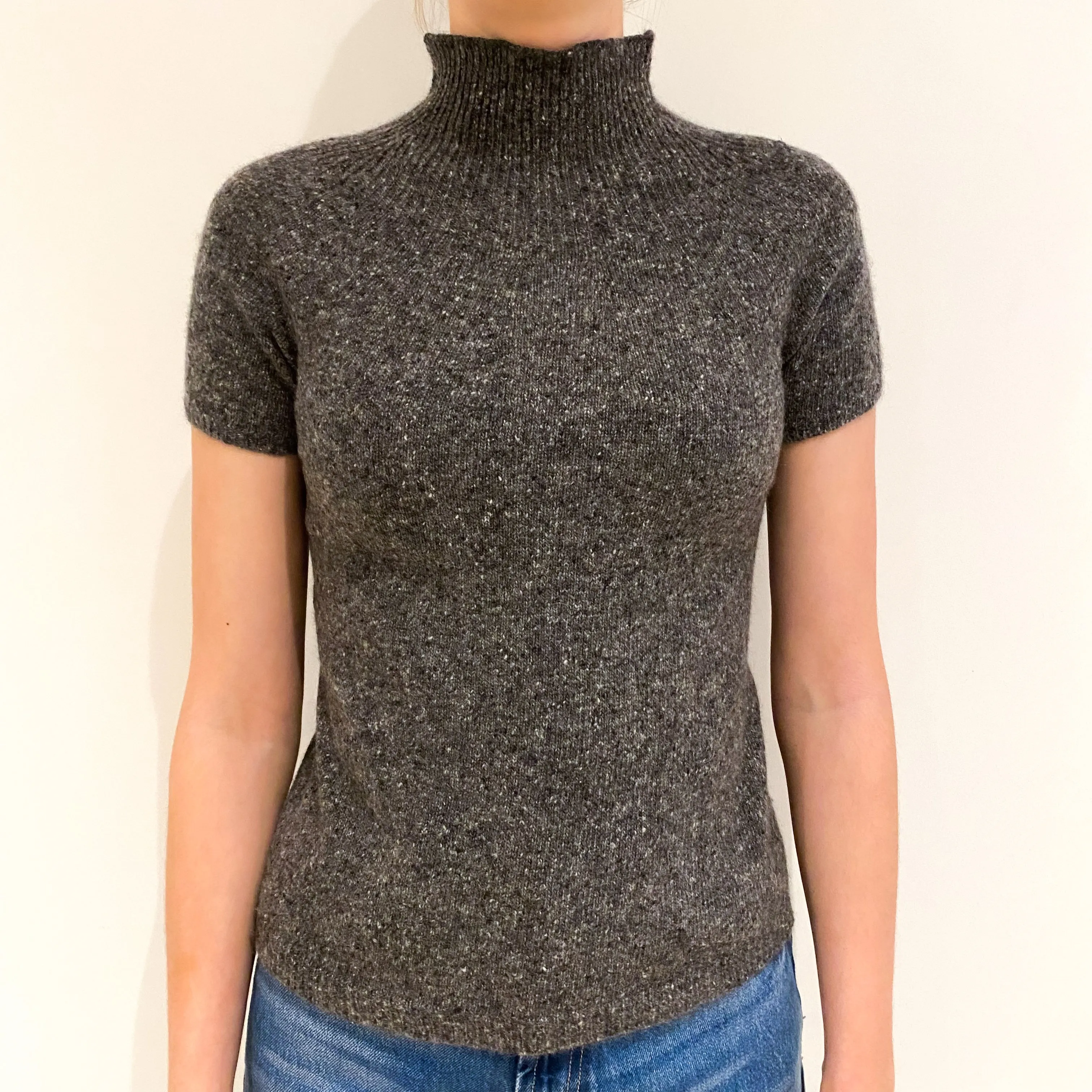 Slate Grey Mark Short Sleeved Polo Neck Jumper Extra Small
