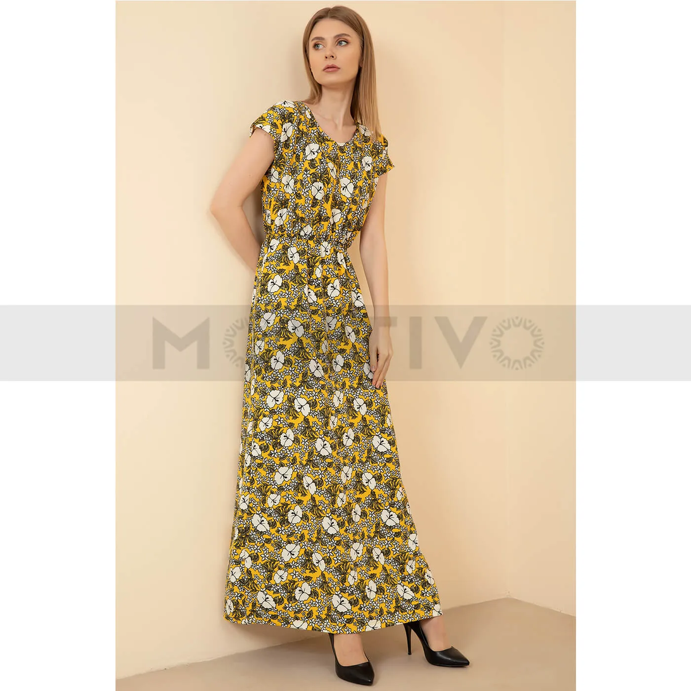 Sleeveless Yellow Floral Dress
