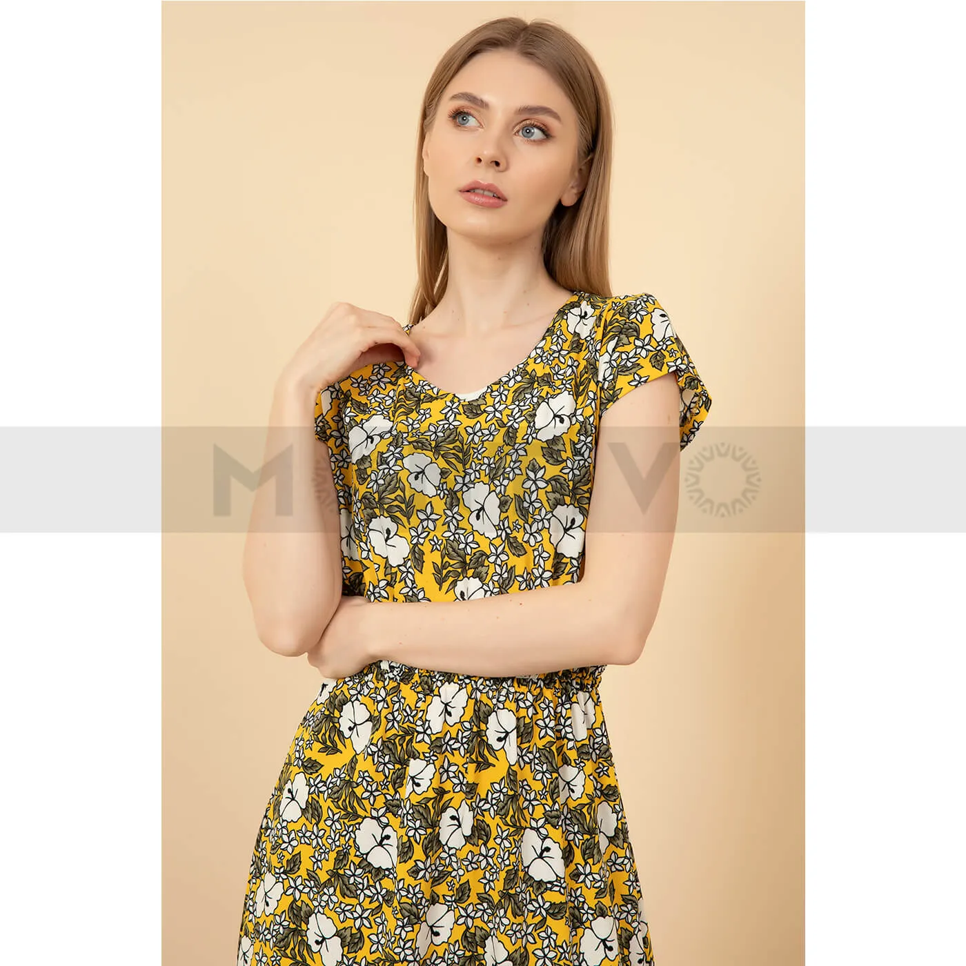 Sleeveless Yellow Floral Dress