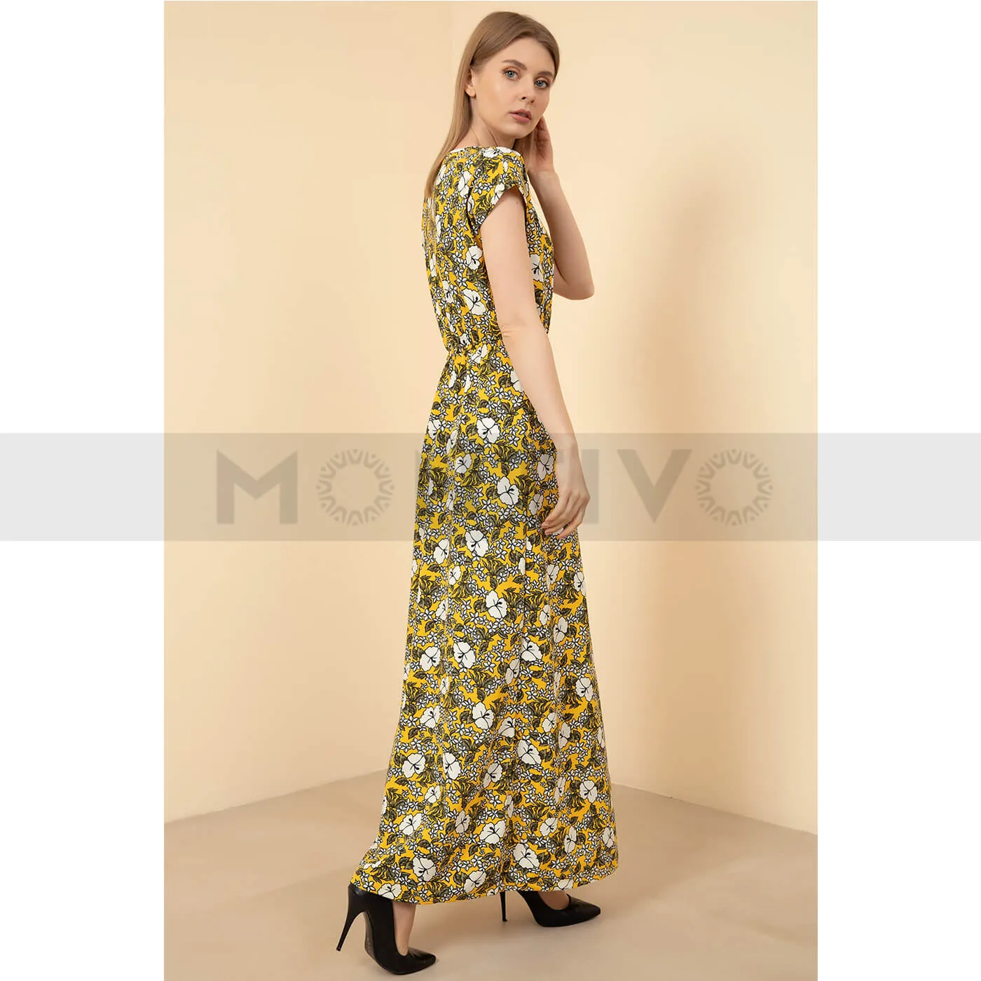 Sleeveless Yellow Floral Dress