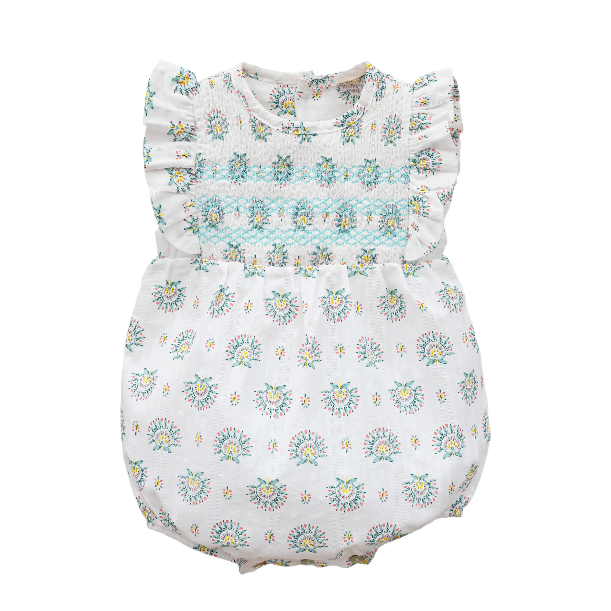 Smocked Baby Romper with Frill Shoulders (3M - 12M)