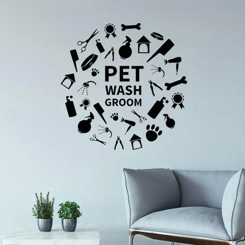 SnappySticker Pet Care Wall Sticker PVC Vinyl Easy to Stick (27 X 27)
